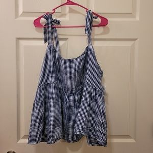 Blue and White Checkered Blouse 2x